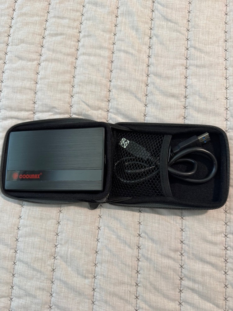 1 Terabyte External Hard Drive Inside a Coolmax USB 3.0 Enclosure w/Carry Case