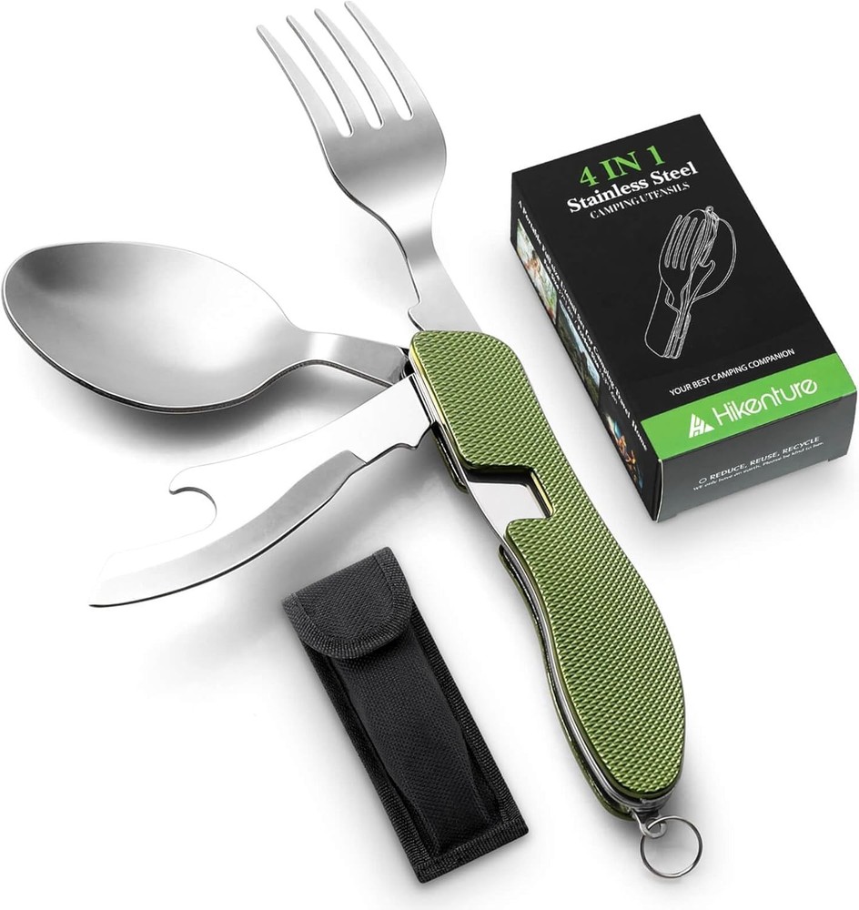 Camping Utensils Stainless Steel Spoon Fork Knife Combo Multitool