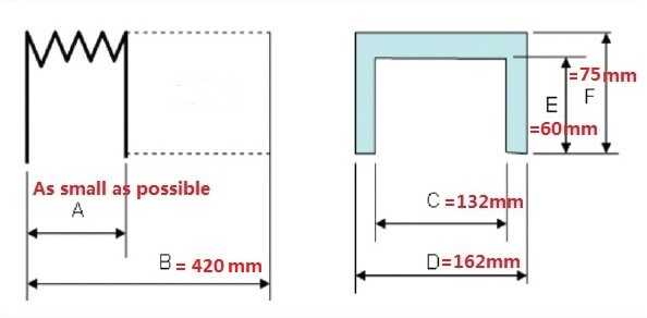 U shape machine tools protection bellows, internal size:132mmx60mm,Lmax:420mm