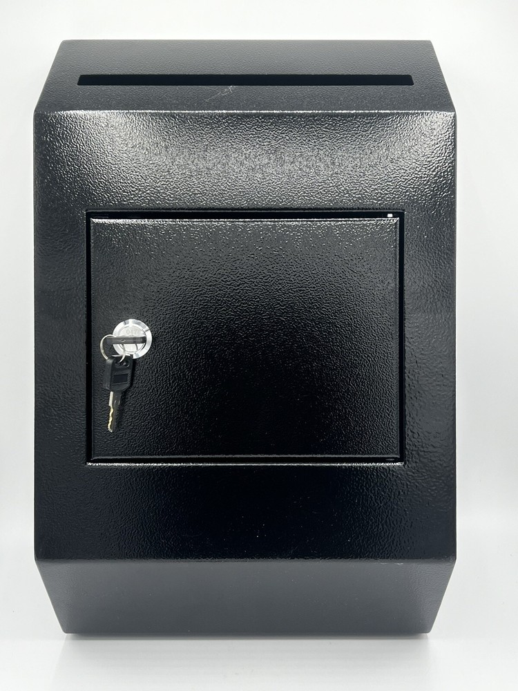 Wall Mount Locking Mailbox Outdoor Drop Box Mail Letter Post Box Black 16x10x4