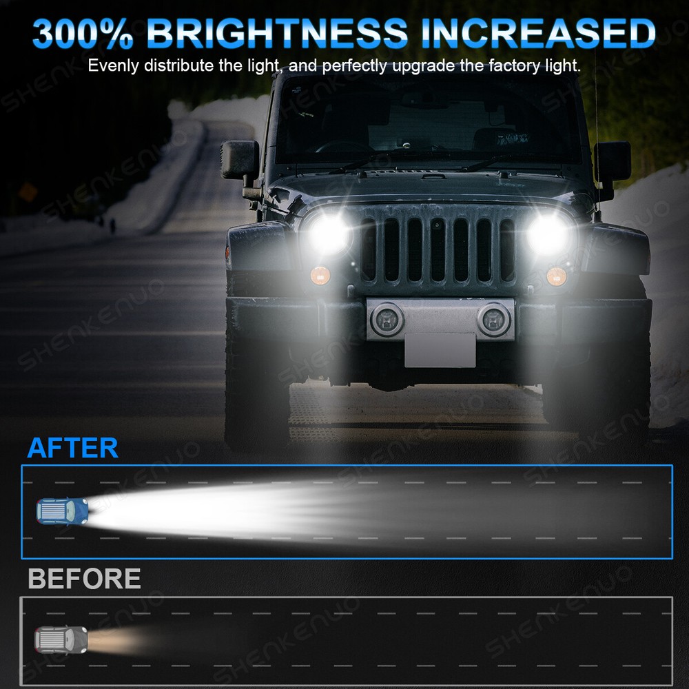 7 Inch led GLASS Headlight Round, ORIGINAL CLASSIC LOOK Conversion Chrome pair