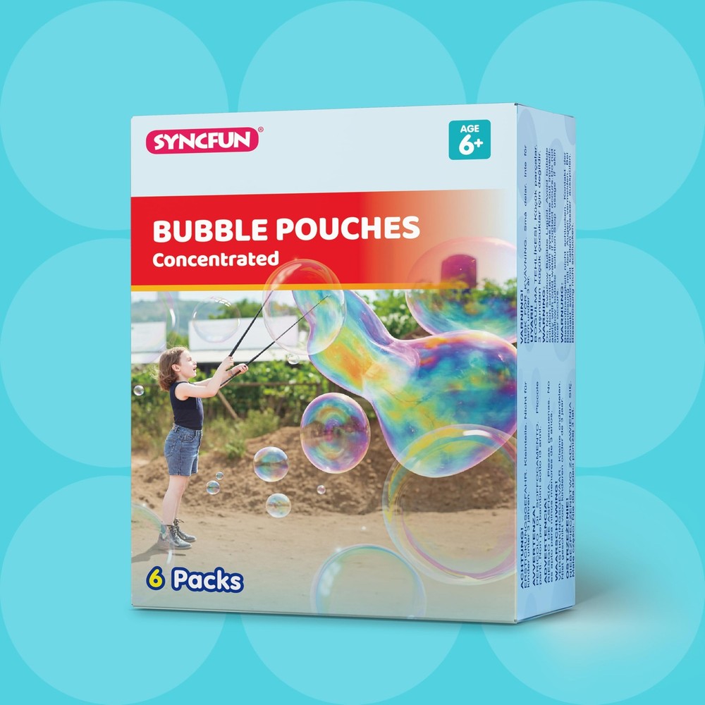 Giant Bubble Solution (Up to 4.5 Gallons), 6 Pouches Concentrated Solution Re...