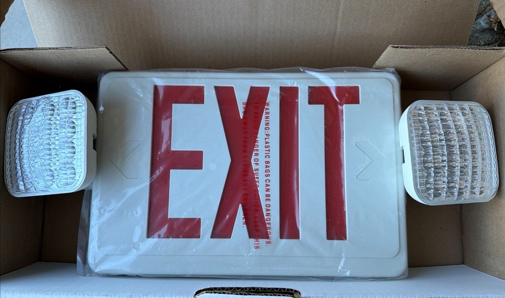 LED Exit Sign Emergency Light–Hi Output Compact Combo UL listed Quality