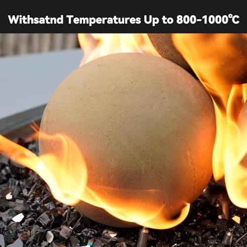 4-inch Ceramic Fire Balls, 12PCS Round Beige Fire Pit/Firepalce Insert