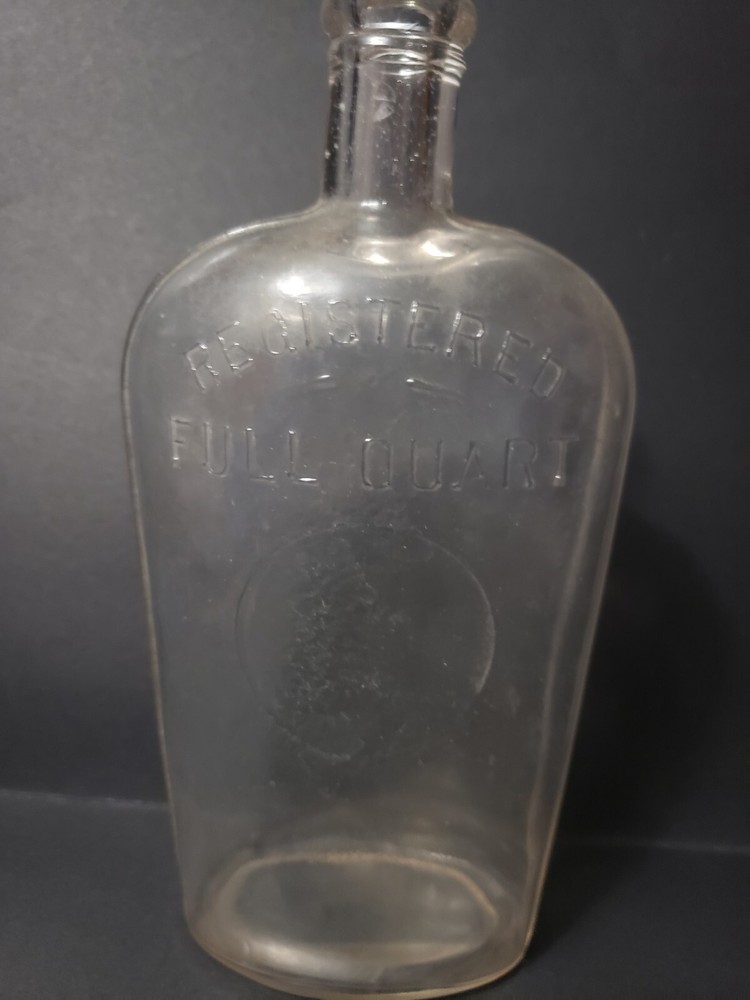 Antique Registered Full Quart  Bottle Flask
