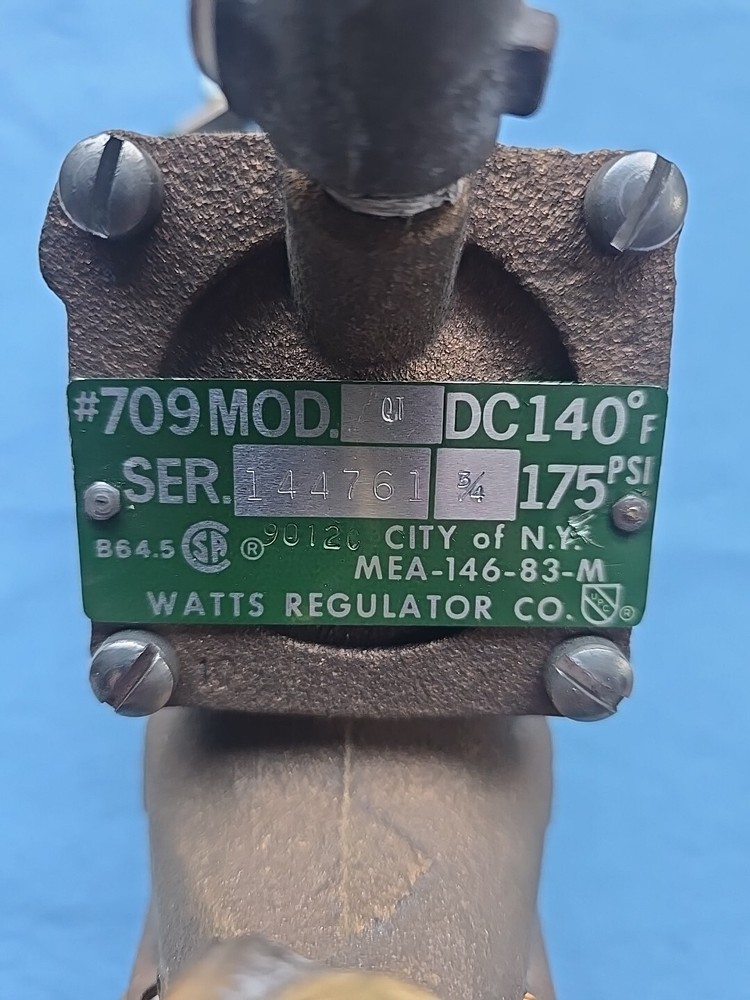 WATTS Brass Body Water Pressure Regulator 3/4 #709 Model Q1?