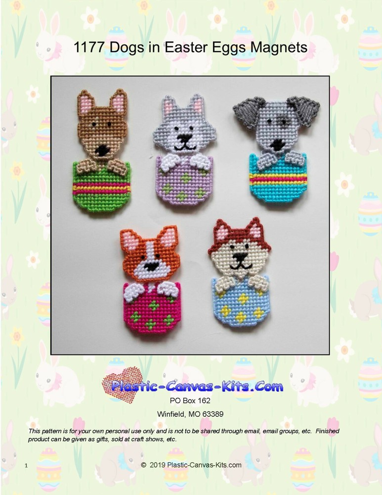 Easter Dog Magnets-Plastic Canvas Pattern or Kit