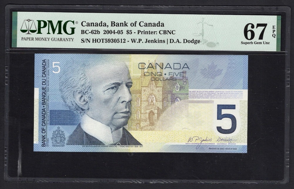 Canada 5 Dollars 2004-05 BC-62b Uncirculated Grade 67