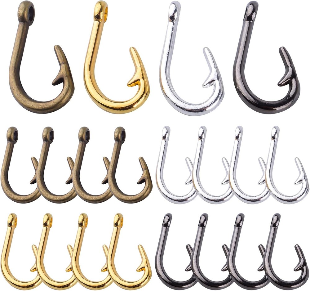 Fish Hooks Charms, Fishhook Pendants Charm Fish Hook Bead