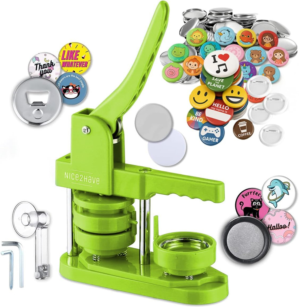 Button Maker Machine 2.25 Inch (58Mm) Pin Maker Kit - Single Mold, 100 Buttons,