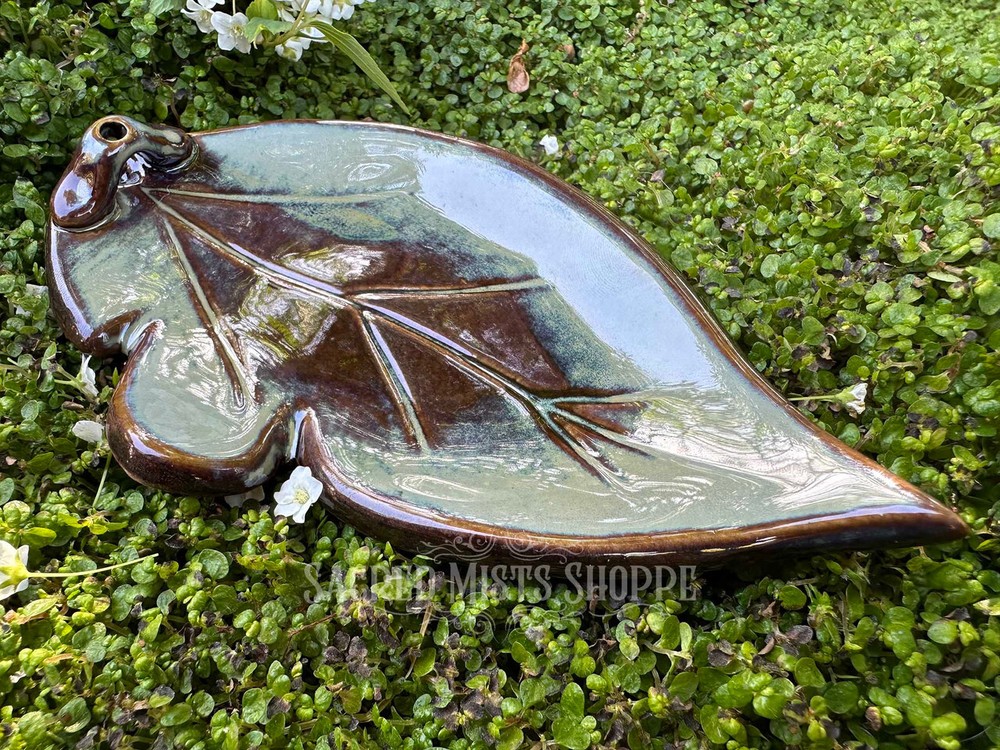 Fallen Leaf Handmade Glazed Ceramic Incense Holder Burner Stick Cones Koh