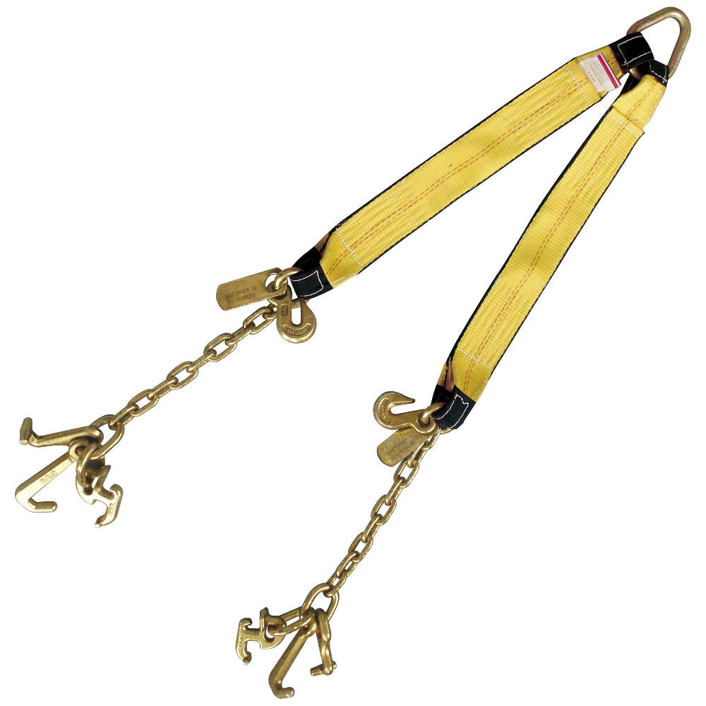 3" x 36" Tow Strap V Bridle with Chain on RTJ Cluster Hook End 2 LEG
