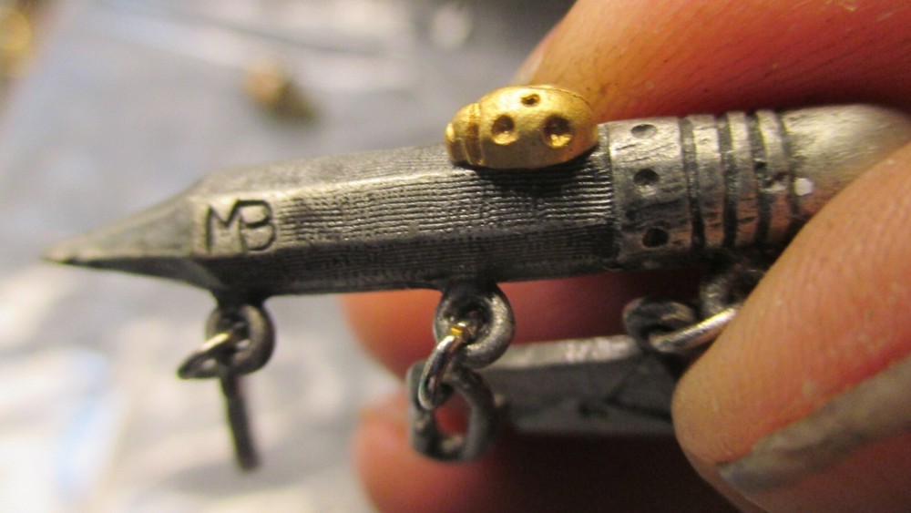pencil with dangles lapel pin