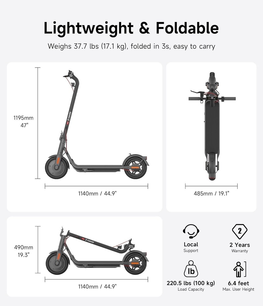 Navee V25 Pro E-Scooter – 500W 31Mi Range Foldable Design Excellent Condition