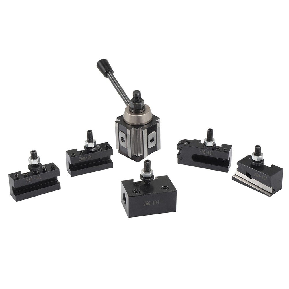 AXA Size 250-100 Set Piston Type Quick Change Tool Post Set For Lathe 6- 12"