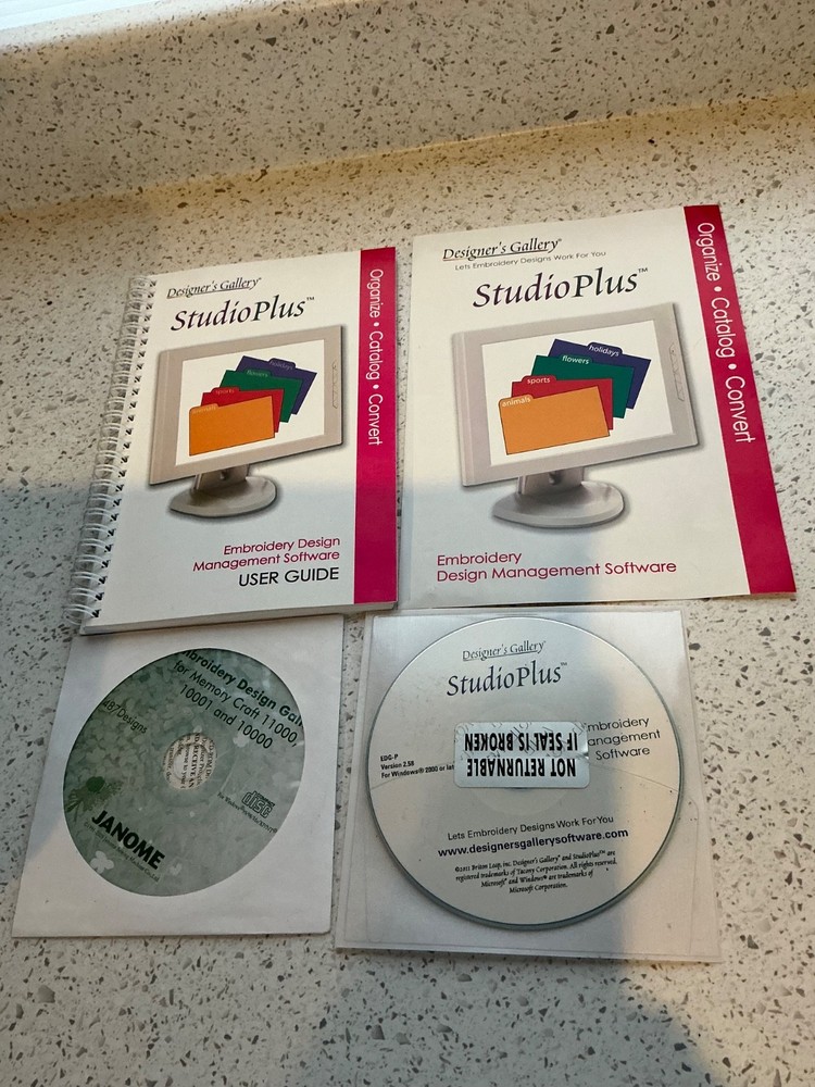 DESIGNER'S GALLERY STUDIO PLUS DESIGN ORGANIZATION MANAGEMENT SOFTWARE EMBROIDER