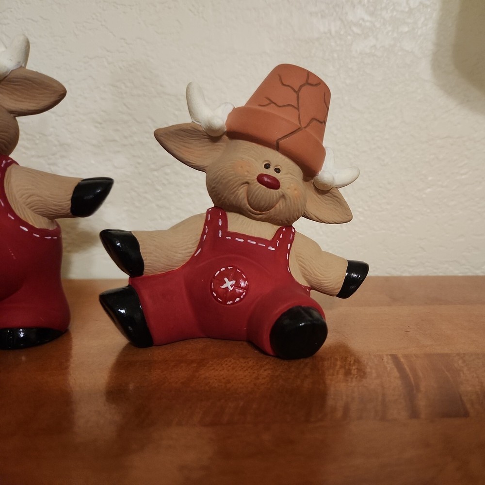 3 Crack Pot Reindeer Ceramic Bisque Painted