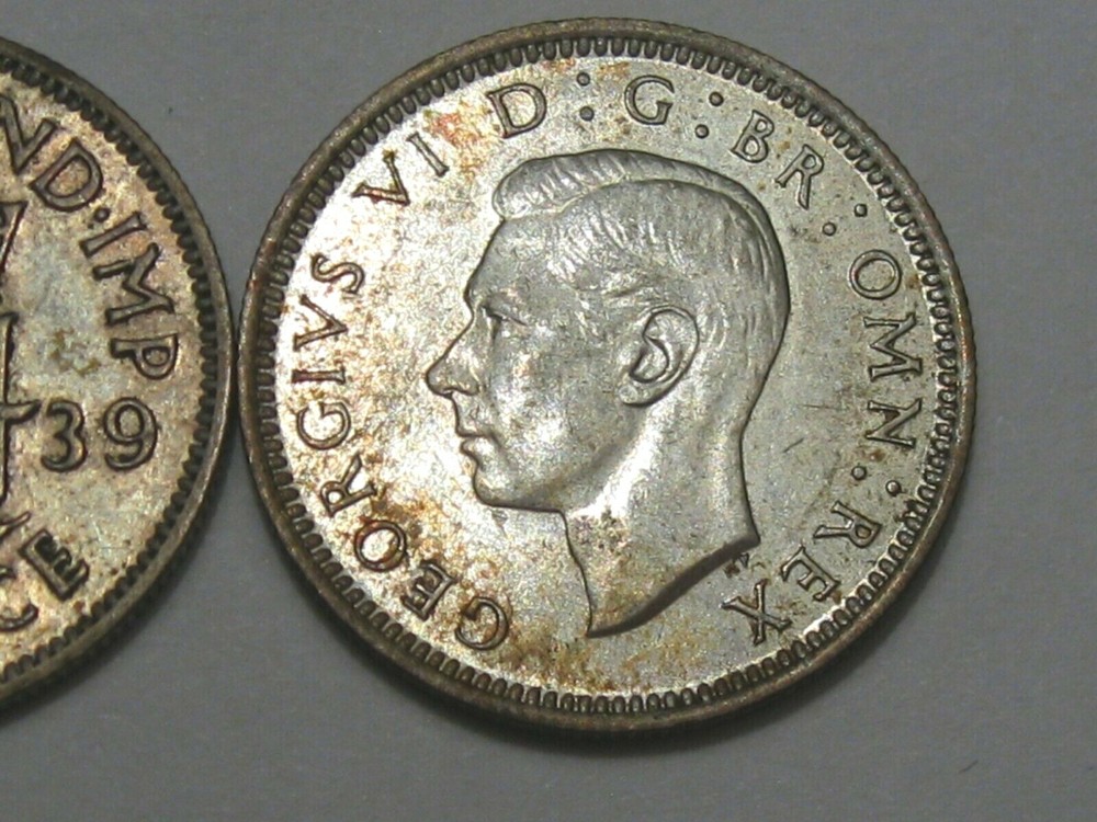 2 Unc Silver 6 Pence Great Britain Coins. #16