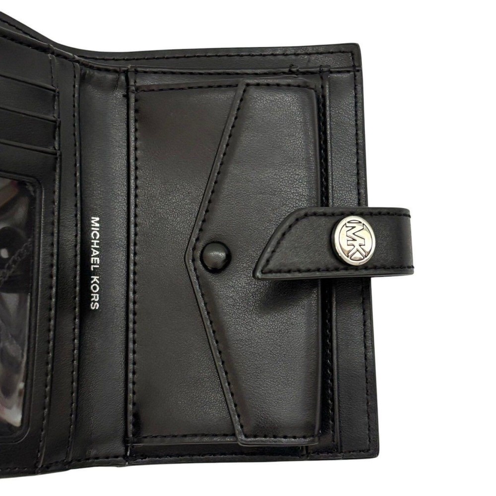 MICHAEL KORS Medium Wallet Black Leather Logo Used