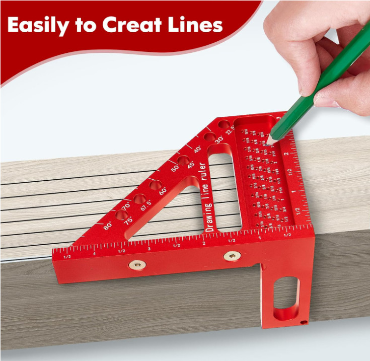 3D Multi-Angle Carpenter Hole Scribing Ruler, Aluminum Alloy Multi Angle...
