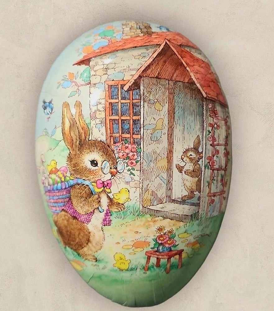 Echt Erzgebrige- Large Decoupage Easter Eggs Made In Germany ×2