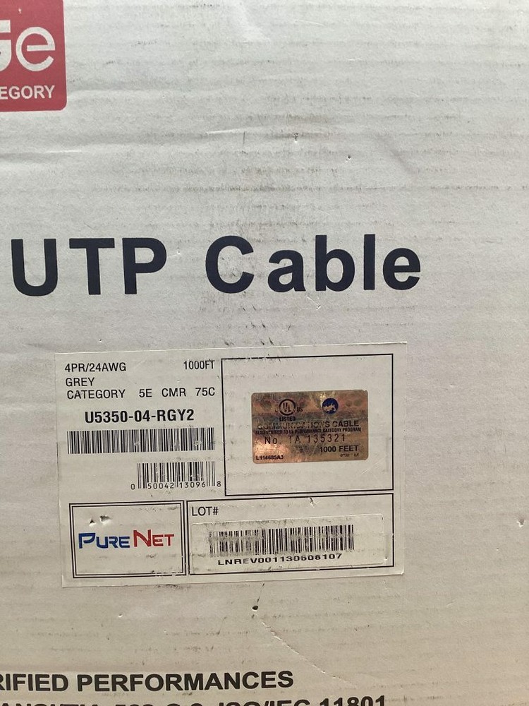 PureNet CAT5e 5350-R UTP Cable 4PR/24AWG White