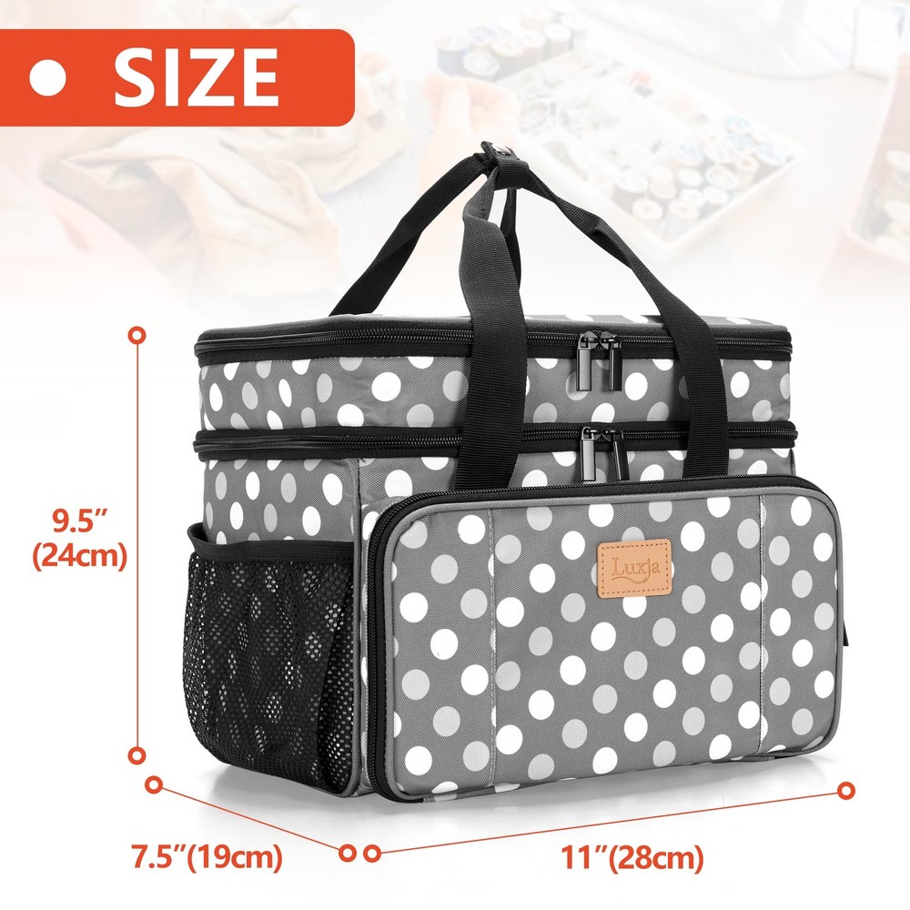 LUXJA Large Sewing Organizer with Many Compartments, 2 Layers Sewing Accessor...