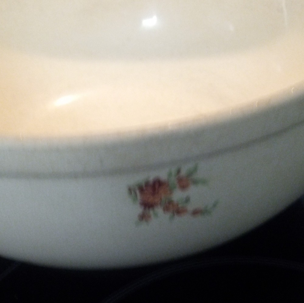 Priscilla Ovenware Floral Pattern Ceramic Round Glossy Bowl Cream Multicolor