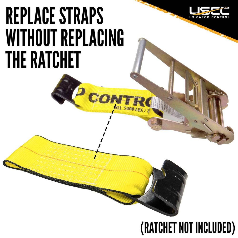 USCC 4" X 11" Yellow Fixed End w/Flat Hook and Bolt Loop
