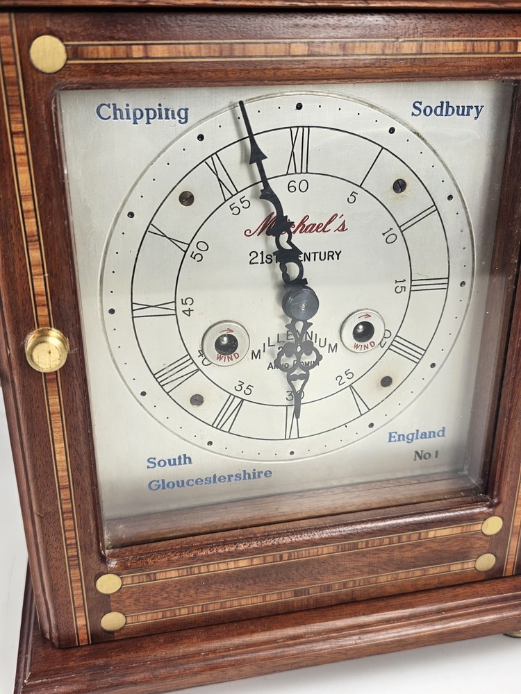 Rare Solid Oak 2 Bells Bracket Clock Chipping Sodbury