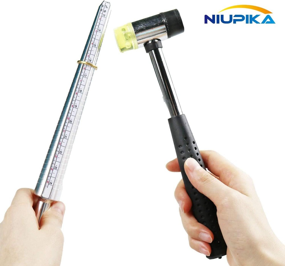 NIUPIKA Ring Sizer Set Metal Measuring Tool Mandrel Silver, Black, Grey
