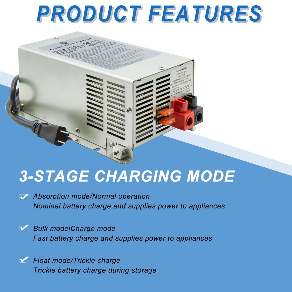 WF-9875 75A DC 20A AC Deck Mount Power Converter Replacement for 9800 Series