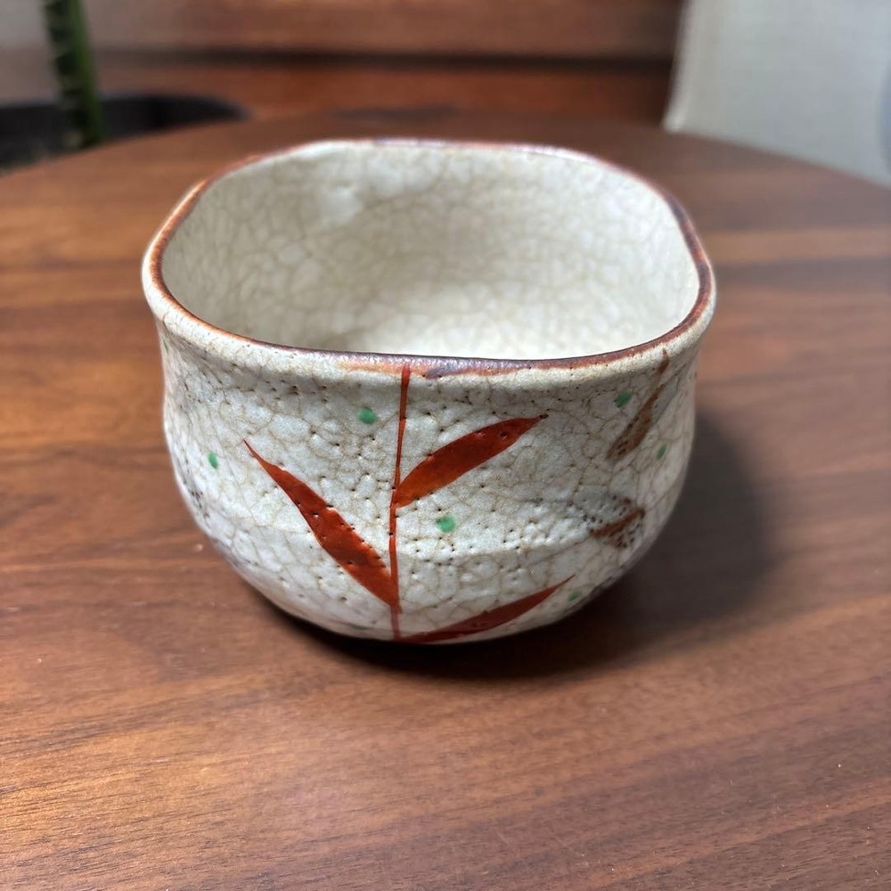 Tea Utensils Cracked glaze with leaf pattern