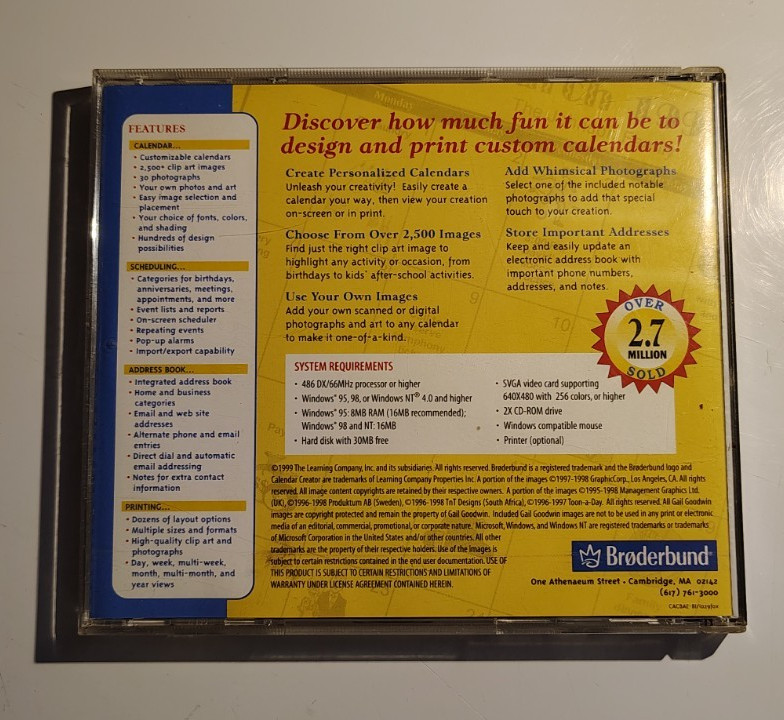 AOL Calendar Creator V6 Cdrom Vintage