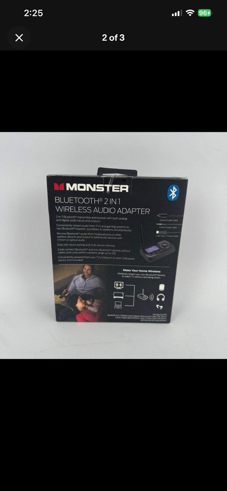New Monster Wireless Audio Adapter Bluetooth 2-In-1