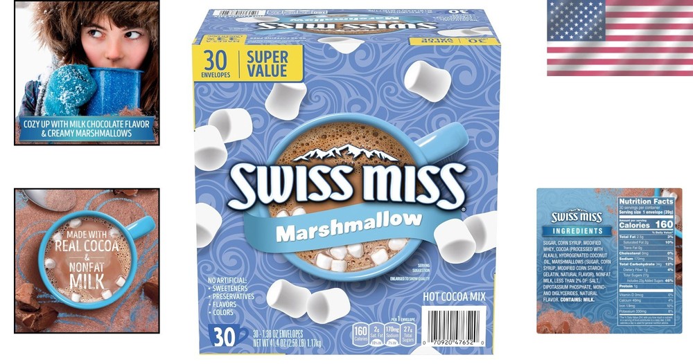 Gourmet Chocolate Hot Cocoa with Marshmallows - Individually Packaged 30 Count