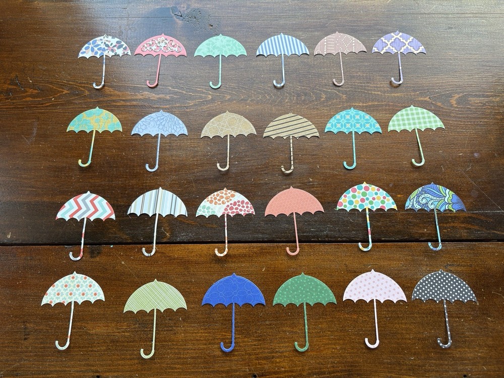 Umbrella Die Cut Outs Card Embellishments Mixed Patterns