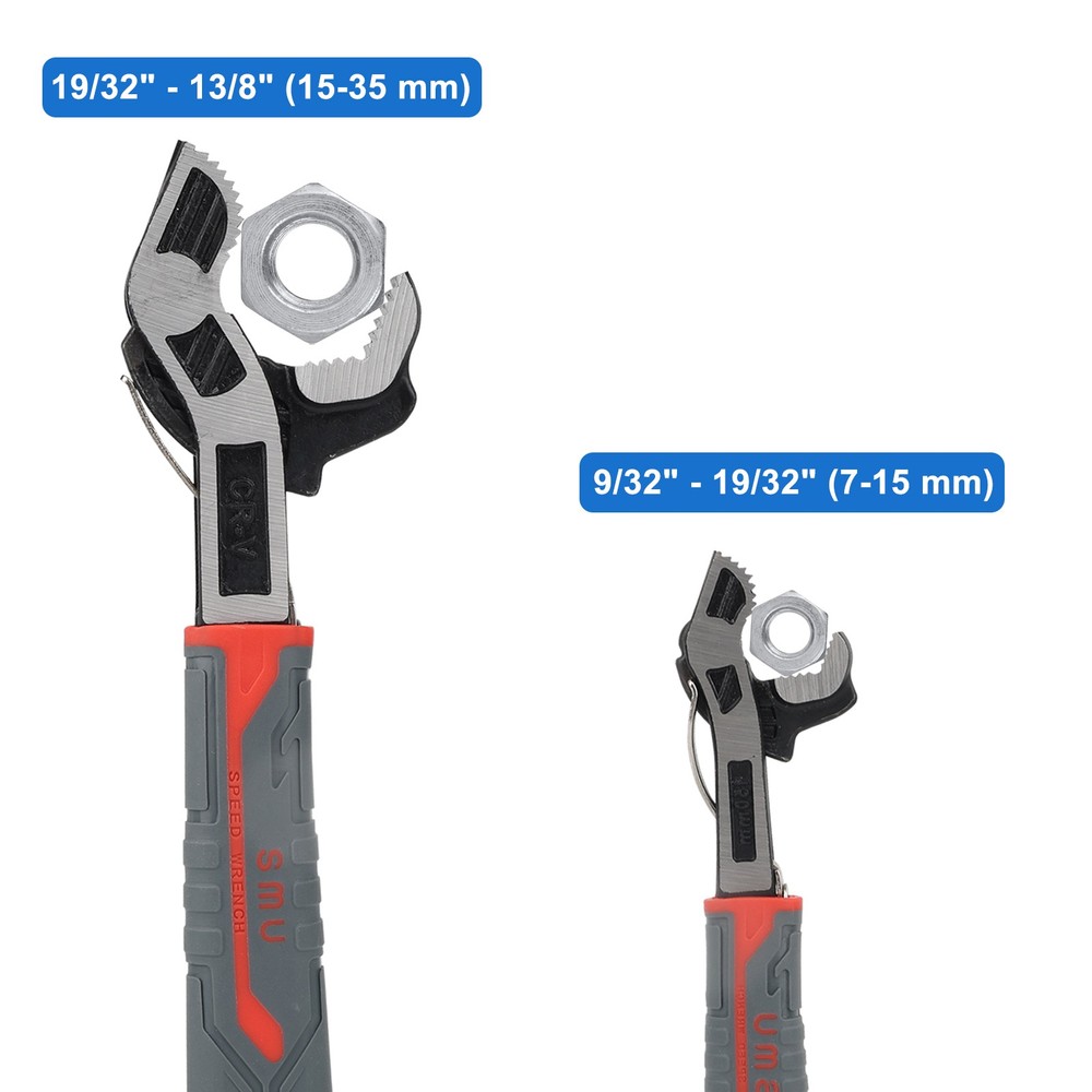 2x Self-locking Plumbing Wrenches Adjustable 9/32" to 1 3/8" Pipe & Nut Tool Kit
