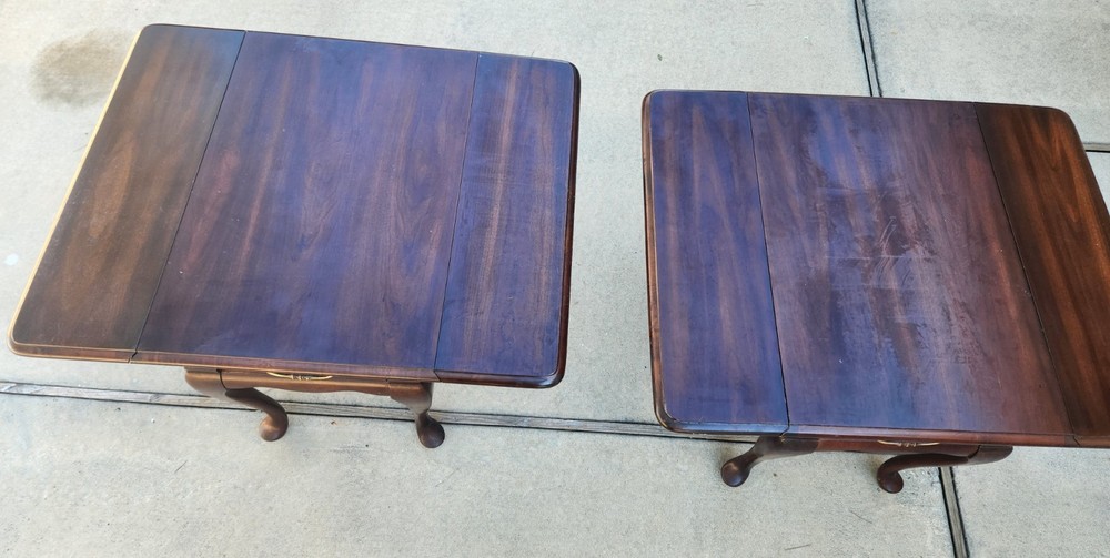 2 Mersman Solid Cherry Traditional 34" Drop Leaf Pembroke Accent End Table VG