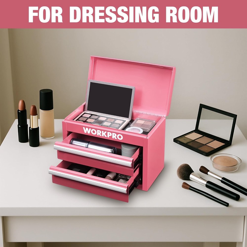 2-Drawers Metal Mini Tool Box Cold Rolled Steel Small Multi-Purpose Toolbox