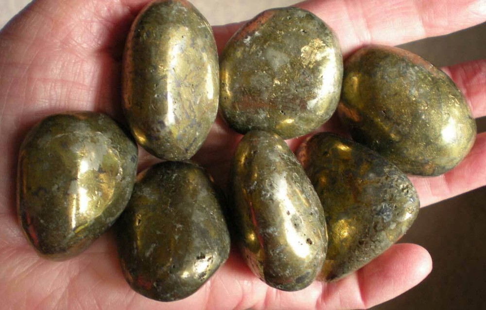 Chalcopyrite - 7 Large Tumbled Stones rt635