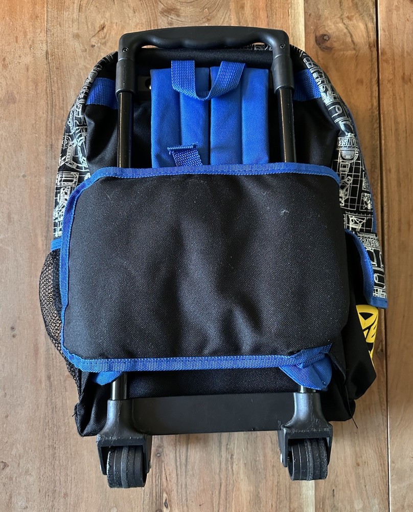 Transformers Rolling Backpack Small Black/Blue Polyester Zip, Wheels, Optimus