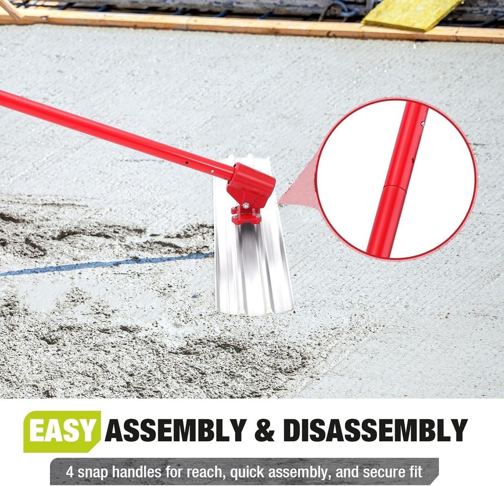 46"x8" Bull Float Magnesium Concrete Float Tool w/ 4 Extendable Handle Round End