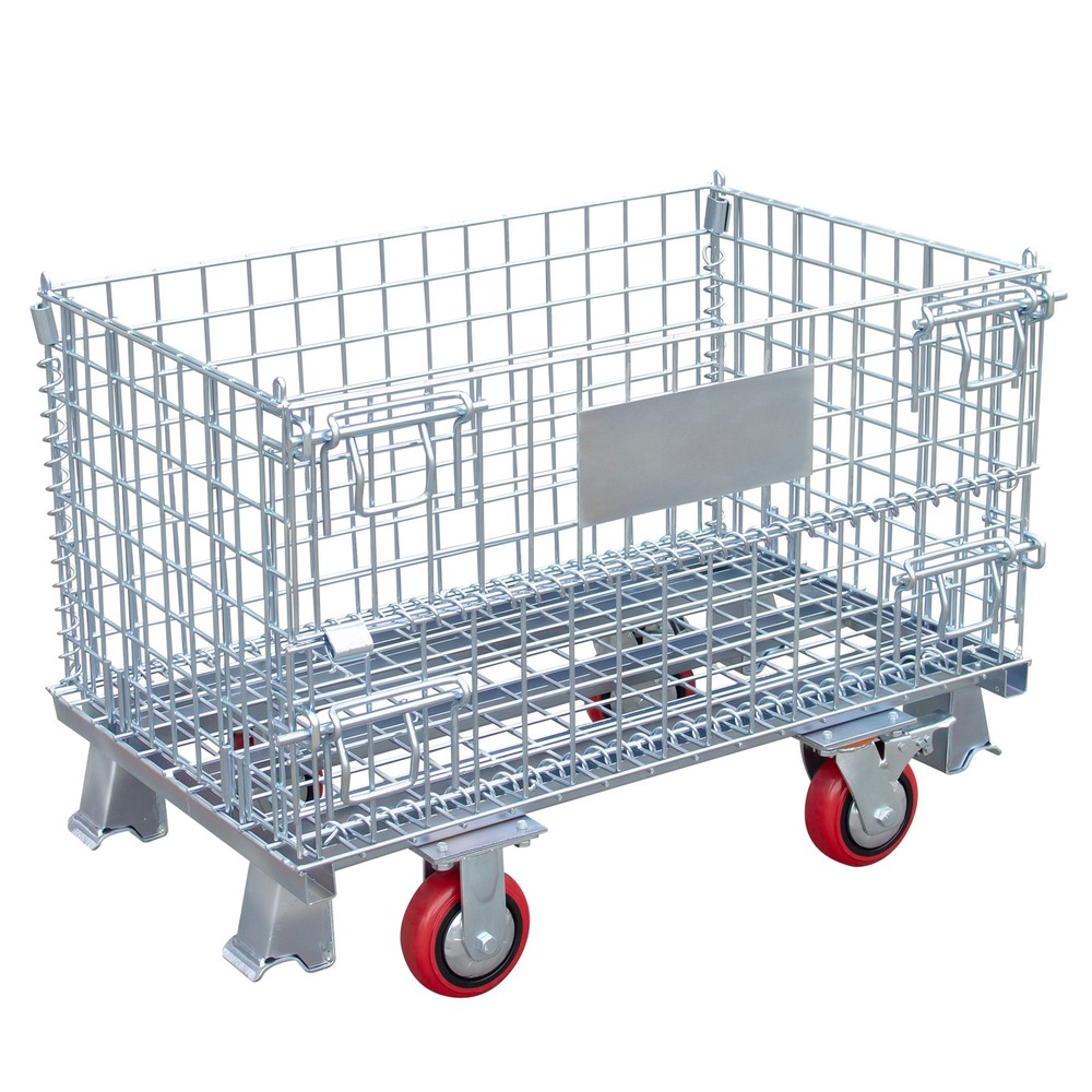 Heavy-Duty Collapsible Wire Mesh Container 1000LBS Load W/ Casters