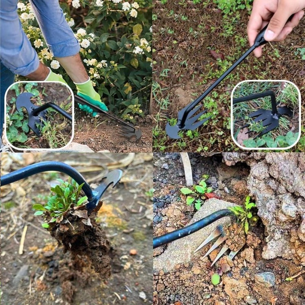 MOTEERLLU Uprooting Weeding Tool 4 Claw Manganese Hand Puller