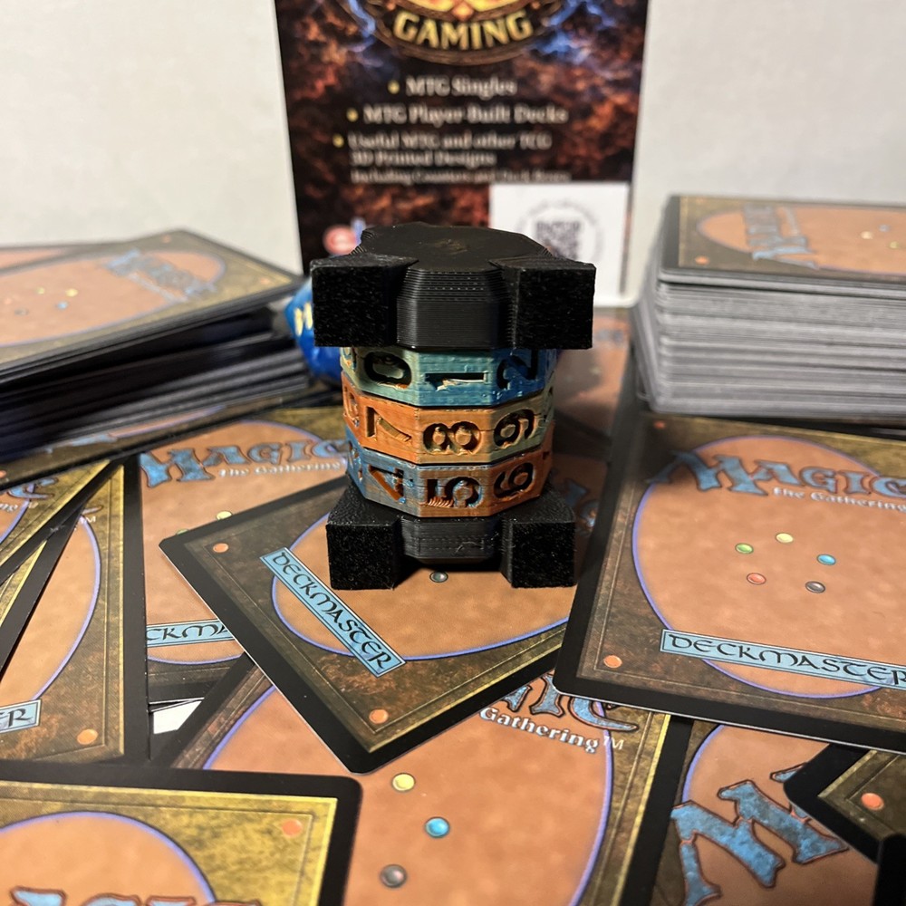 Dial-Type life counter - MTG/TCG - 3 Digit -Black/Matte Distressed Blend