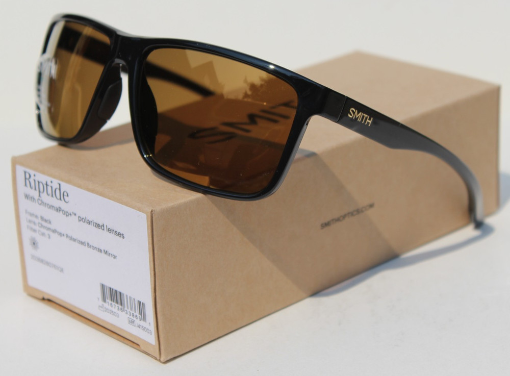 SMITH OPTICS Riptide POLARIZED Sunglasses Black/ChromaPop+ Bronze $229