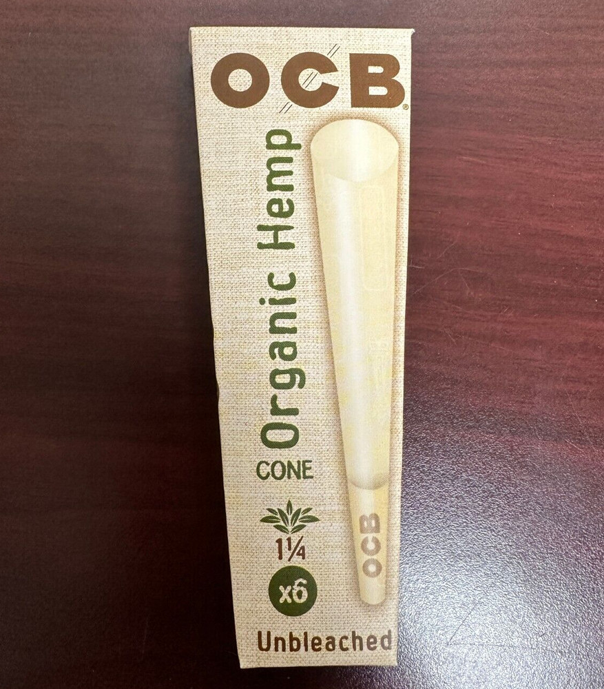 OCB Organic 1 1/4 Size Cones 6 Count~1 Pack ONLY