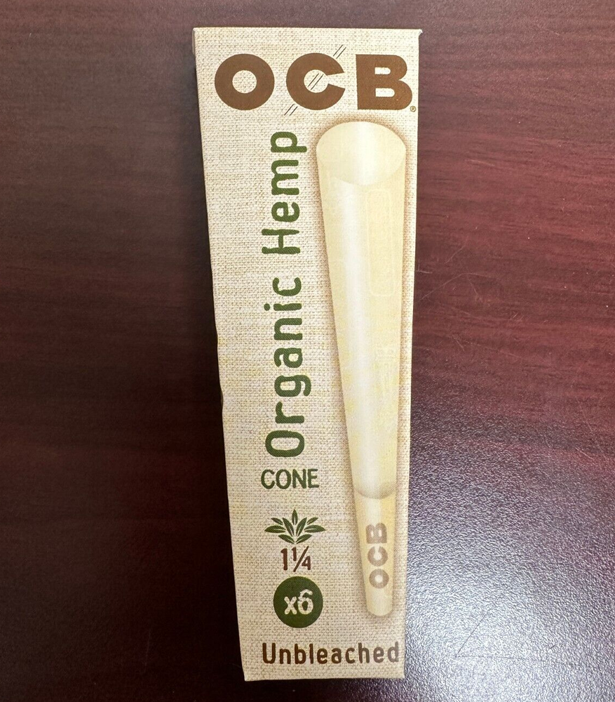 OCB Organic 1 1/4 Size Cones 6 Count~1 Pack ONLY