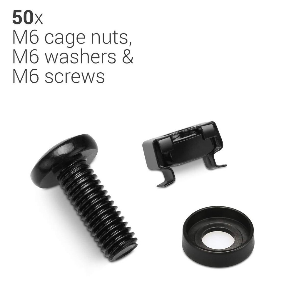 50 Pack M6 Cage Nuts Bolts and Washers Kit - For Patch Panel Rack Mount Equip...